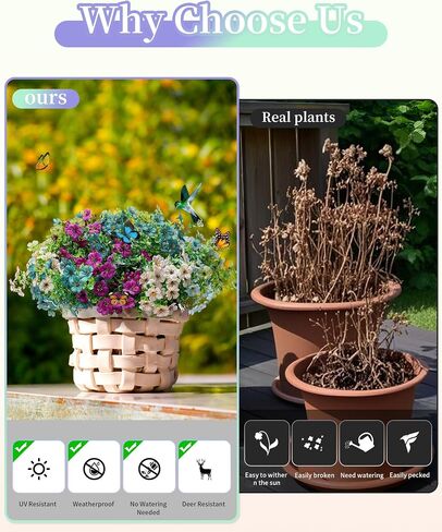 Artificial Mums Outdoor Fake Fall Flowers Decorations for Home,16 Bundles Silk Faux Mum Plants Look Real UV Resistant for Outside,Autumn Decor for Porch,Patio,Front Yard & Planters,Thanksgiving in Kuwait