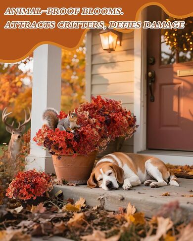 Artificial Mums Outdoor Fake Fall Flowers Decorations for Home,16 Bundles Silk Faux Mum Plants Look Real UV Resistant for Outside,Autumn Decor for Porch,Patio,Front Yard & Planters,Thanksgiving in Kuwait