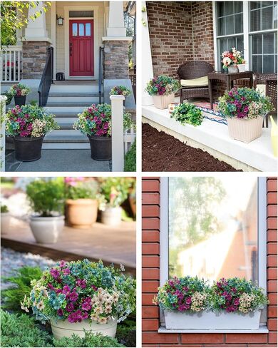 Artificial Mums Outdoor Fake Fall Flowers Decorations for Home,16 Bundles Silk Faux Mum Plants Look Real UV Resistant for Outside,Autumn Decor for Porch,Patio,Front Yard & Planters,Thanksgiving in Kuwait