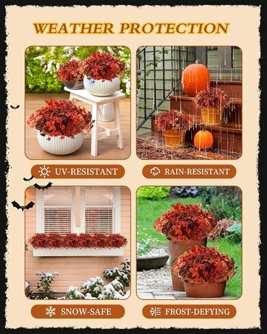 Artificial Mums Outdoor Fake Fall Flowers Decorations for Home,16 Bundles Silk Faux Mum Plants Look Real UV Resistant for Outside,Autumn Decor for Porch,Patio,Front Yard & Planters,Thanksgiving in Kuwait