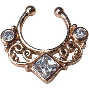 1pc Non-Piercing Lace Swirl Septum Hanger Clip-On Fake Nose Ring - Body Jewelry in Saudi Arabia