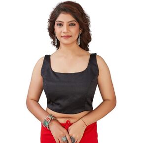 Womens Solid Sleeveless Blouse Crop Top Designer Saree Blouse for Party & Festive Wear in Saudi Arabia