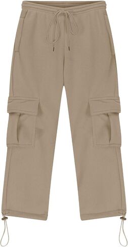 Teen Boys Cargo Pants Straight Wide Leg Drawstring Elastic Waist Casual Trousers Kids School Uniform Clothes in Saudi Arabia