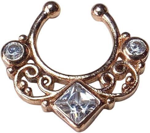 1pc Non-Piercing Lace Swirl Septum Hanger Clip-On Fake Nose Ring - Body Jewelry in Saudi Arabia