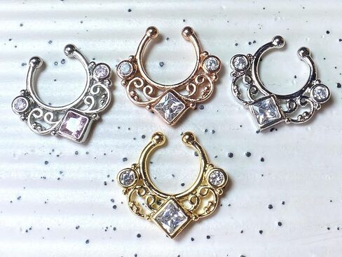 1pc Non-Piercing Lace Swirl Septum Hanger Clip-On Fake Nose Ring - Body Jewelry in Saudi Arabia