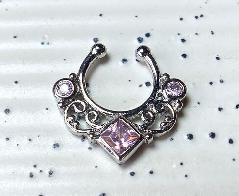 1pc Non-Piercing Lace Swirl Septum Hanger Clip-On Fake Nose Ring - Body Jewelry in Saudi Arabia