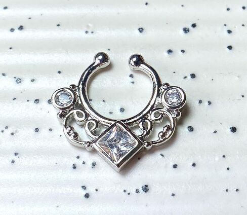 1pc Non-Piercing Lace Swirl Septum Hanger Clip-On Fake Nose Ring - Body Jewelry in Saudi Arabia