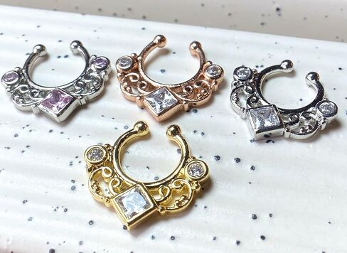 1pc Non-Piercing Lace Swirl Septum Hanger Clip-On Fake Nose Ring - Body Jewelry in Saudi Arabia