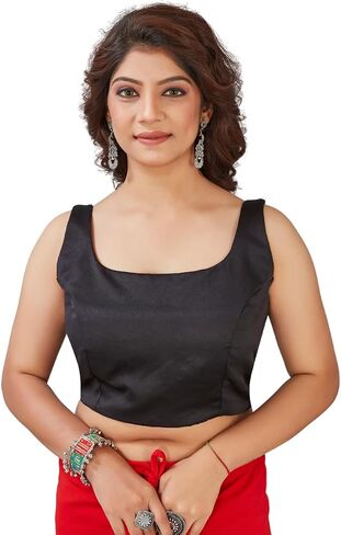 Womens Solid Sleeveless Blouse Crop Top Designer Saree Blouse for Party & Festive Wear in Saudi Arabia
