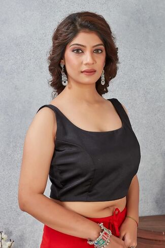 Womens Solid Sleeveless Blouse Crop Top Designer Saree Blouse for Party & Festive Wear in Saudi Arabia