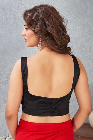 Womens Solid Sleeveless Blouse Crop Top Designer Saree Blouse for Party & Festive Wear in Saudi Arabia