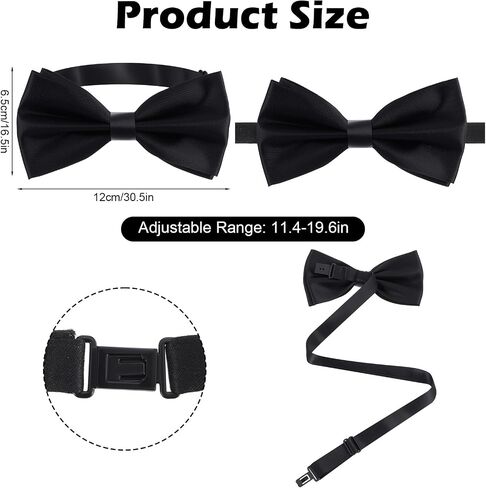 JIEYAO 50 Pack Black Bow Ties for Men, Pre-Tied Adjustable Satin Bow Ties Formal Tuxedo Bowties for Wedding Party in Saudi Arabia