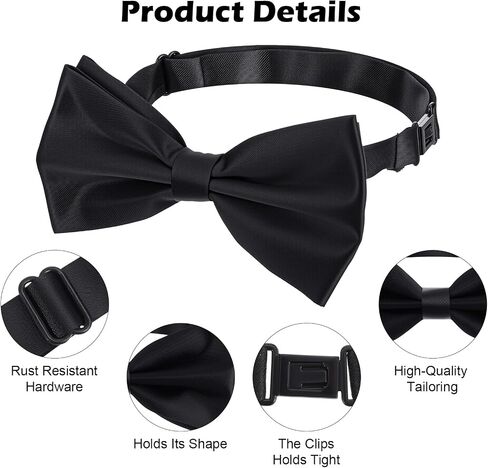 JIEYAO 50 Pack Black Bow Ties for Men, Pre-Tied Adjustable Satin Bow Ties Formal Tuxedo Bowties for Wedding Party in Saudi Arabia