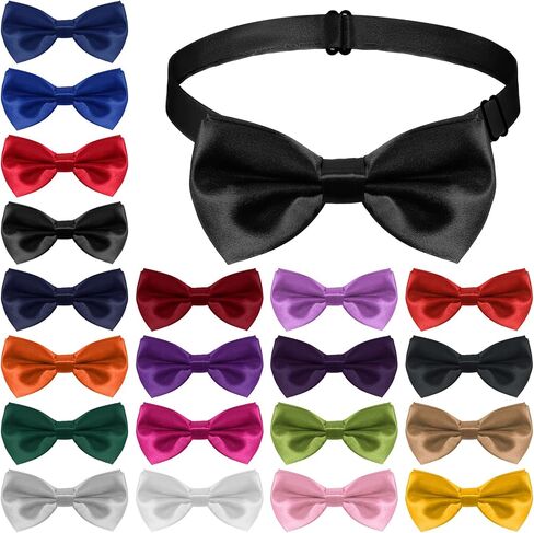 رابطات القوس للرجال 20 حزمة مسبقا مسبقا الساتان الرسمي الصلبة القوس العلاقات Tuxedo مقطع على القوس القابل للتعديل للرجال احتفال حفل الزفاف للرجال in Kuwait