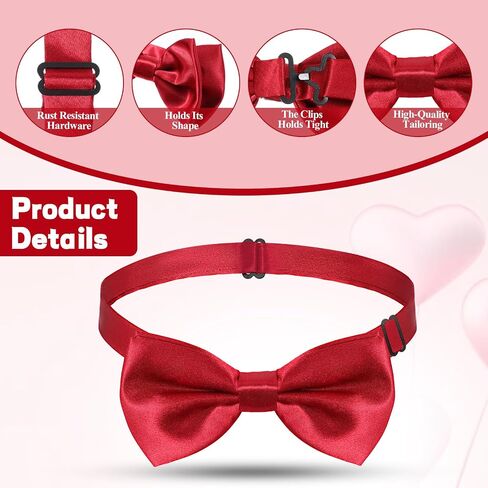 رابطات القوس للرجال 20 حزمة مسبقا مسبقا الساتان الرسمي الصلبة القوس العلاقات Tuxedo مقطع على القوس القابل للتعديل للرجال احتفال حفل الزفاف للرجال in Kuwait
