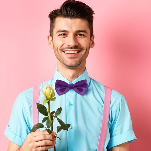 رابطات القوس للرجال 20 حزمة مسبقا مسبقا الساتان الرسمي الصلبة القوس العلاقات Tuxedo مقطع على القوس القابل للتعديل للرجال احتفال حفل الزفاف للرجال in Kuwait