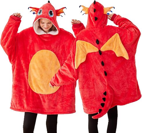 Laahoem Unisex Dragon Hoodie Men Women Oversize Animal Flannel Pullover Costume Soft Cozy Warm Adult Wearable Blanket Hooded in Saudi Arabia