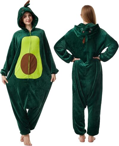 Adult Animal Onesie Halloween Costume Cosplay Pajamas Flannel One Piece Homewear Suit Jumpsuit Hooded Romper for Women Men in Kuwait