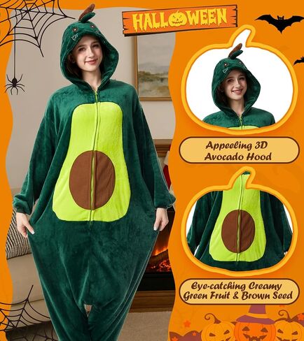 Adult Animal Onesie Halloween Costume Cosplay Pajamas Flannel One Piece Homewear Suit Jumpsuit Hooded Romper for Women Men in Kuwait