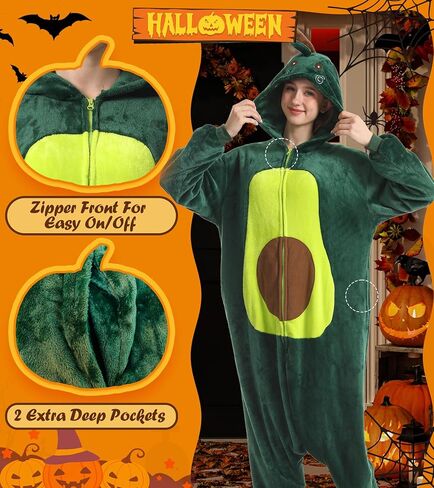 Adult Animal Onesie Halloween Costume Cosplay Pajamas Flannel One Piece Homewear Suit Jumpsuit Hooded Romper for Women Men in Kuwait