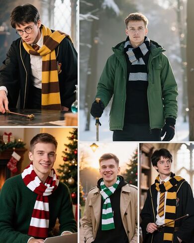 Century Star Winter Scarf Mens Warm Striped Long Scarves-For Party Festival Casual Costume Accessory in Saudi Arabia