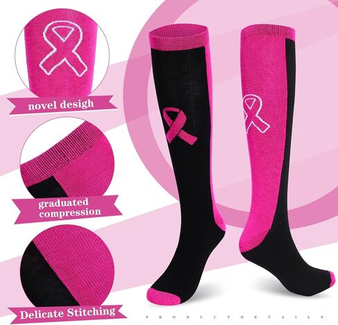 Zhanmai 12/40 Pairs Breast Cancer Socks for Women Pink Knee High Socks for Soccer Volleyball Cancer Awareness Volunteering in Saudi Arabia