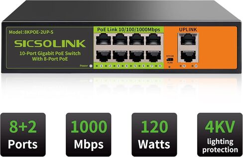SICSOLINK AI Smart 6 Ports PoE+ Switch (4 PoE+ Ports,2 Uplink),802.3af/at,30W Each Port,100Mbps,Extend to 250Meter,Unmanaged,Metal,Suitable for IP Cameras,Networking Devices & Home Office. in Saudi Arabia