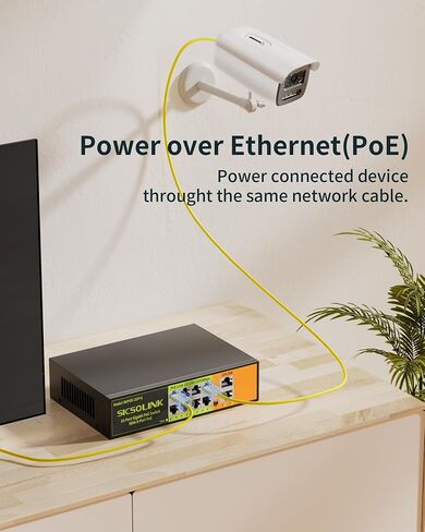SICSOLINK AI Smart 6 Ports PoE+ Switch (4 PoE+ Ports,2 Uplink),802.3af/at,30W Each Port,100Mbps,Extend to 250Meter,Unmanaged,Metal,Suitable for IP Cameras,Networking Devices & Home Office. in Saudi Arabia