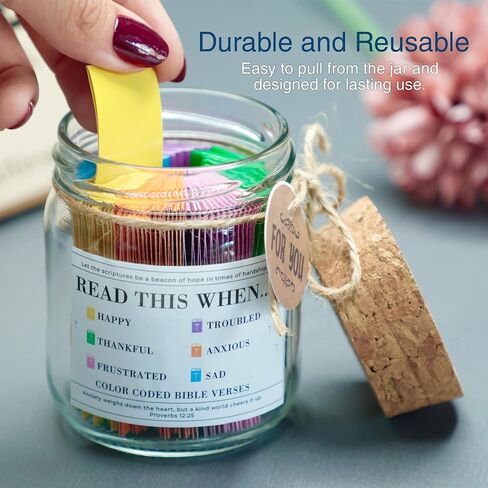 Bible Verse Jar, 92 Premium Printed Scripture Cards, Daily Prayer & Faith Quotes, Christian Gift for Women & Men, Motivational Religious Quote Jar in Saudi Arabia