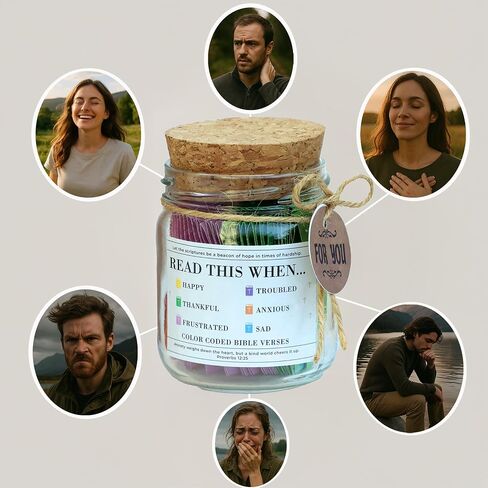 Bible Verse Jar, 92 Premium Printed Scripture Cards, Daily Prayer & Faith Quotes, Christian Gift for Women & Men, Motivational Religious Quote Jar in Saudi Arabia