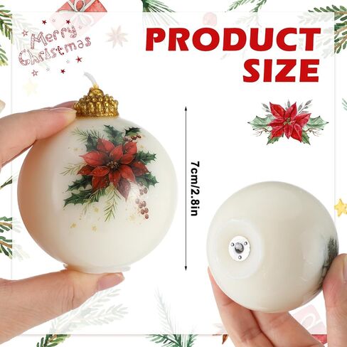 Nuanchu Christmas Ball Candles Toile Chinoiserie Vintage Christma Gifts for Women Rustic Candle Xmas Candles Ornament Holiday Table Decor Gift(Poinsettia) in Saudi Arabia