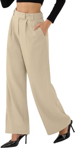 Zaful Womens Wide Leg Pants High مرنة بخصر السراويل غير الرسمية سراويل العمل مع جيوب 2025 in Saudi Arabia