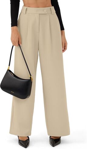 Zaful Womens Wide Leg Pants High مرنة بخصر السراويل غير الرسمية سراويل العمل مع جيوب 2025 in Saudi Arabia