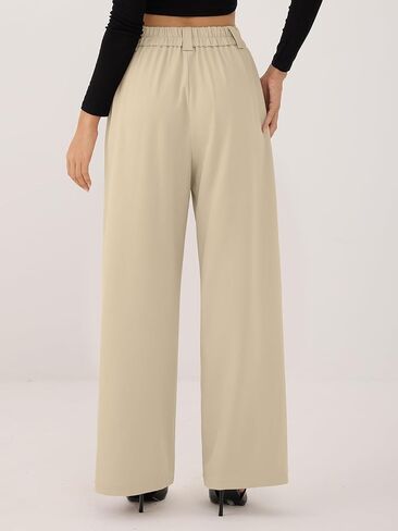 Zaful Womens Wide Leg Pants High مرنة بخصر السراويل غير الرسمية سراويل العمل مع جيوب 2025 in Saudi Arabia