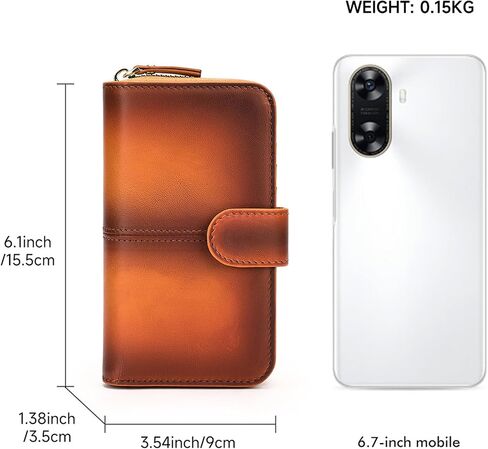Premium Leather Bifold Wallet with RFID Blocking, Brown Cowhide, Multi-Card Design, 8 Card Slots, 4 Banknote Slots, Zipper Pocket (Brown coffee) in Saudi Arabia