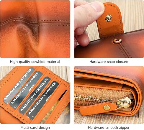 Premium Leather Bifold Wallet with RFID Blocking, Brown Cowhide, Multi-Card Design, 8 Card Slots, 4 Banknote Slots, Zipper Pocket (Brown coffee) in Saudi Arabia