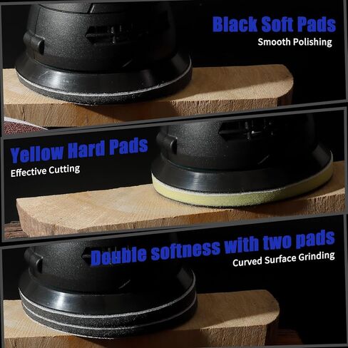 4 Pack Upgraded Foam Sanding Pads for Orbital Sander, 5 Inch 8 Holes Orbital Sander Surfprep Foam Pad, Hook and Loop Soft Density Interface Pads with Soft & Hard Cushion Sponge Buffer by Elechiakan in Kuwait