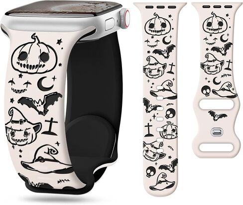 Leopard Engraved Bands for Apple Watch Bands 46mm 45mm 44mm 49mm 42mm(S3) for Women iWatch Bands, Cute Dressy Silicone Strap for Apple Watch Series 10 9 8 SE 7 6 5 4 3 Ultra 2 1 Band-Black in Kuwait