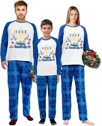 ميري عيد الميلاد مطابقة بيجامات عيد الميلاد وضع الأكمام الطويلة و plaids السراويل بيجاما مجموعة للبالغين in Saudi Arabia