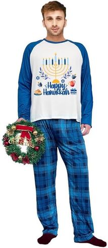 ميري عيد الميلاد مطابقة بيجامات عيد الميلاد وضع الأكمام الطويلة و plaids السراويل بيجاما مجموعة للبالغين in Saudi Arabia