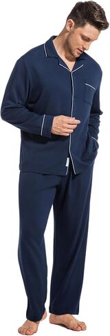 Slumbermee Mens Pajama مجموعة من القطن الناعم Viscose PJS Long Sleeve Sleepwear 2 قطعة صالة البطانة مع جيوب in Kuwait