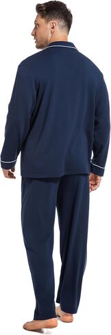 Slumbermee Mens Pajama مجموعة من القطن الناعم Viscose PJS Long Sleeve Sleepwear 2 قطعة صالة البطانة مع جيوب in Kuwait