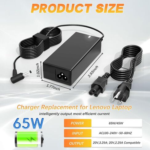 Newest Slim 65W Dell Laptop Charger Replacement for Dell Latitude 5520 5420 7420 7275 5285 XPS 13 Chromebook 3100 DA65NM190 LA65NM190 USB C Type C Power Cord in Saudi Arabia