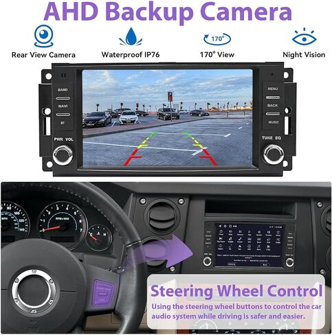 Android 13 Car Stereo لـ Jeep Wrangler Radio 2007-2018 Chrysler Dodge RAM 1500 مع Carplay اللاسلكي ، شاشة تعمل باللمس 7 بوصة لراديو سيارة Jeep مع WiFi GPS Swc SWC + AHD Camera in Kuwait