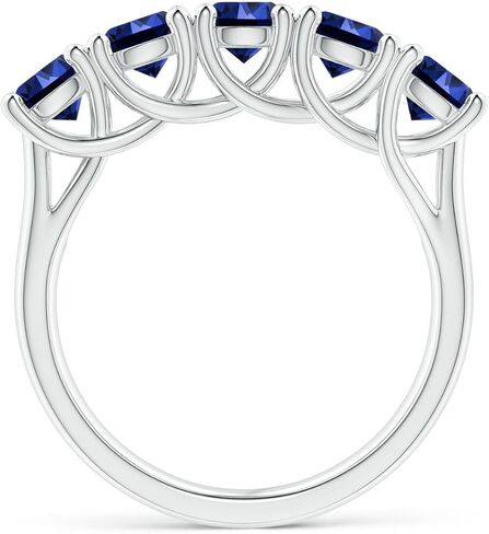 Angara Lab Grown Blue Sapphire Wedding Band for Women | Lab Half Eternity Five Stone Blue Sapphire Wedding Band in 14K Solid Gold/Silver/Platinum | September Birthday, Gemstone Jewellery Gift in Saudi Arabia