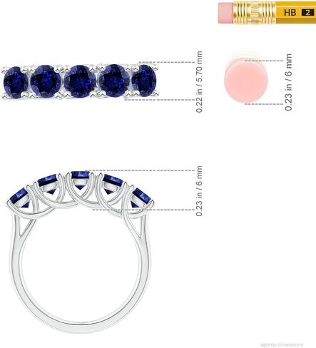 Angara Lab Grown Blue Sapphire Wedding Band for Women | Lab Half Eternity Five Stone Blue Sapphire Wedding Band in 14K Solid Gold/Silver/Platinum | September Birthday, Gemstone Jewellery Gift in Saudi Arabia