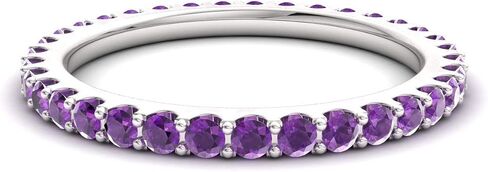 Diamondere Natural and Certified Gemstone Wedding Ring in 14K White Gold | Full Eternity Stackable Band for Women, US Size 4 to 10 in Saudi Arabia