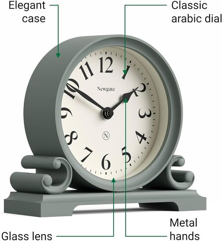 NewGate® Divisadero Mantel Clock | تصميم التمرير المزدوج التقليدي | الهليون الأخضر | النمط الكلاسيكي للمكتب أو أعلى الطاولة أو الرف أو السرير بجانب السرير in Saudi Arabia
