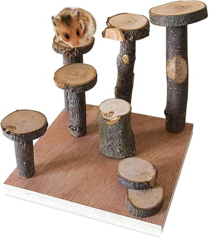 Hamster Climbing Wooden Stand Platform, Pet Cage Playground Natural Wood Bridge ramp Toys for Dwarf Hamsters, Syrians Hamster, Gerbil, Mouse, Rat in Saudi Arabia