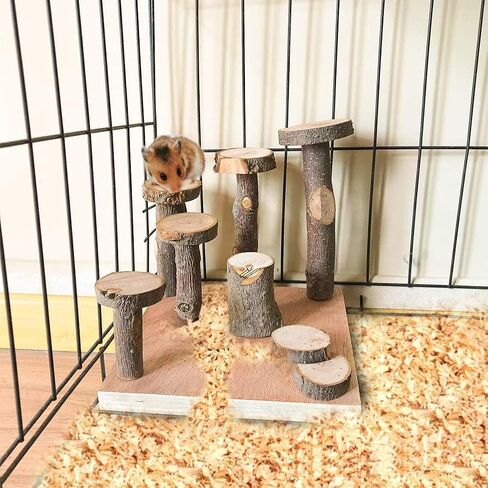 Hamster Climbing Wooden Stand Platform, Pet Cage Playground Natural Wood Bridge ramp Toys for Dwarf Hamsters, Syrians Hamster, Gerbil, Mouse, Rat in Saudi Arabia